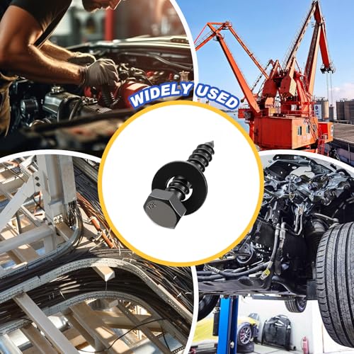 Zonon 50 Pcs 3/8'' X 1-1/2'' Hex Head Lag Bolts Screws with Washers, Black - color: Black, size: 3/8'' X 1-1/2''
