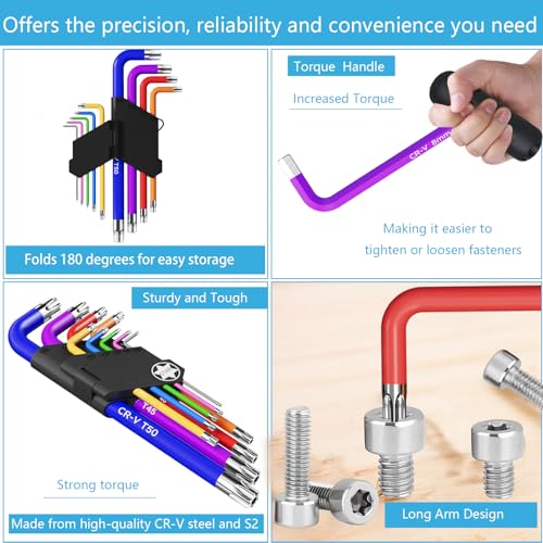 9PCS Star Key Set Torx Wrench Set 9 Standard Torx Star Wrenches for Bicycle Repair Furniture and Electrical Home DIY - size: 9PCS Star Wrench Set