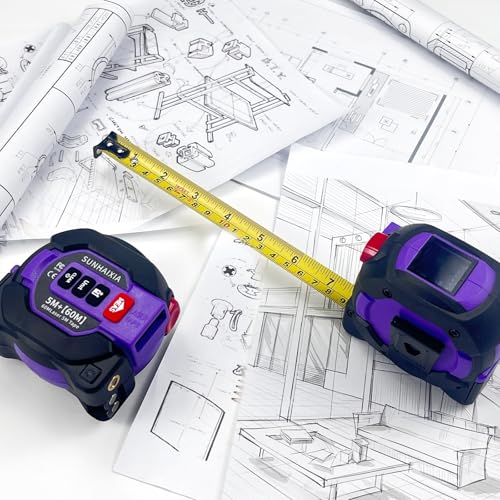 3 in 1 Digital Laser Tape Measure 197ft/60m Laser Distance Meter LCD - color: Purple-196ft