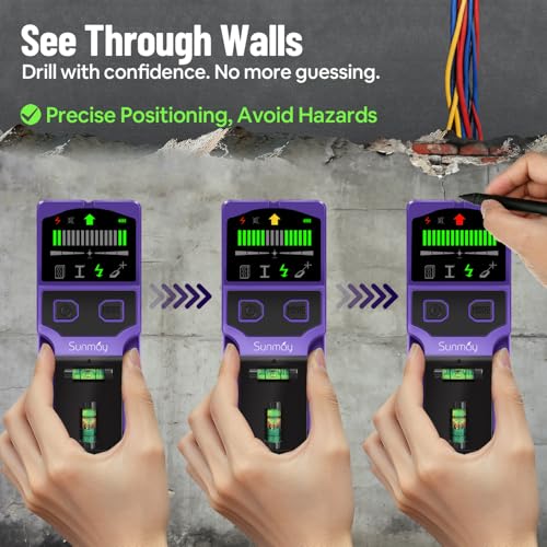 SUNMAY 7-in-1 Stud Finder Wall Scanner with Laser Level