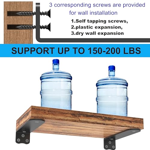 10Inch Black Heavy Duty Floating Shelf Bracket 6 Pack 3-Hole Mount - color: Black 6 Pack, size: 10 Inch