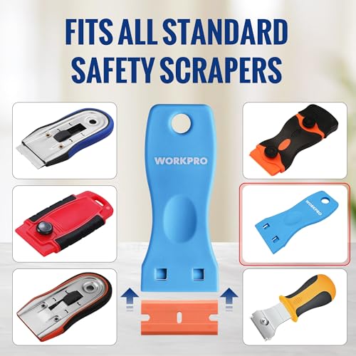 WORKPRO 400 Pack Plastic Razor Blades, Double Edge Scraper Refills - size: 1.5" x 0.7" (Pack of 2)