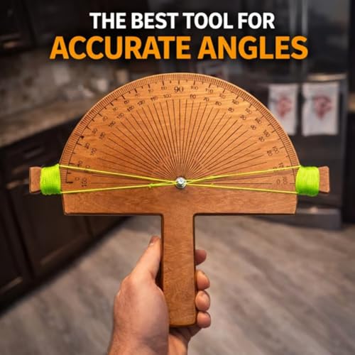 Wooden Angle Finder Tool – Precision String Line Angle Finder for Welder Carpentry DIY Projects Woodworking Builders (Brown)