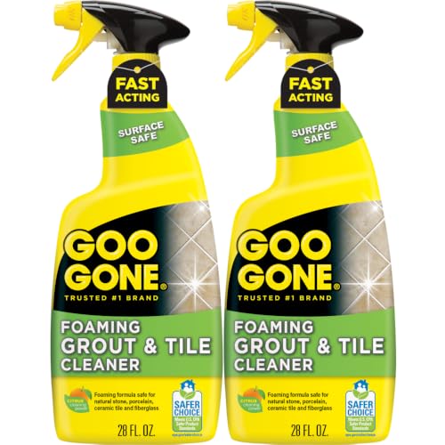 Goo Gone Grout and Tile Cleaner - 28 Ounce - Removes Tough Stains Dirt Caused by Mold Mildew Soap Scum and Hard Water Staining - Safe on Tile Ceramic Porcelain, pack of 2 - size: 28 Fl Oz (Pack of 2)