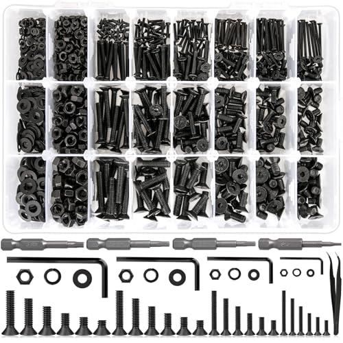 1700Pcs M2 M3 M4 M5 Hex Socket Flat Head Screws Assortment Kit - size: C. M2 M3 M4 M5