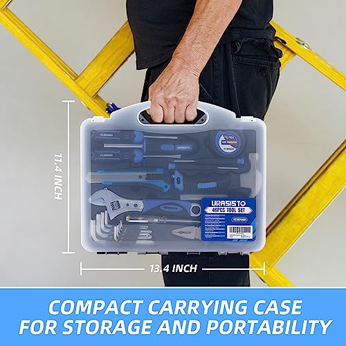 URASISTO Tool Kit 46-Piece, Household Basic Complete Hand Repair portable Tool Set with Plastic Toolbox Storage Case - size: 46 Piece
