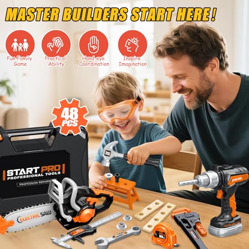 Toddler Tool Set, Kids Tool Box with Toy Chainsaw, Kids Toys for Boys 3-5