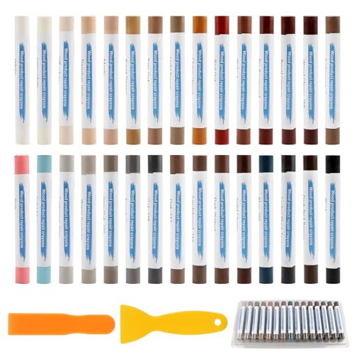 Furniture Repair Wax Sticks, 30 Colors Floor Scratch Wood Filler Sticks