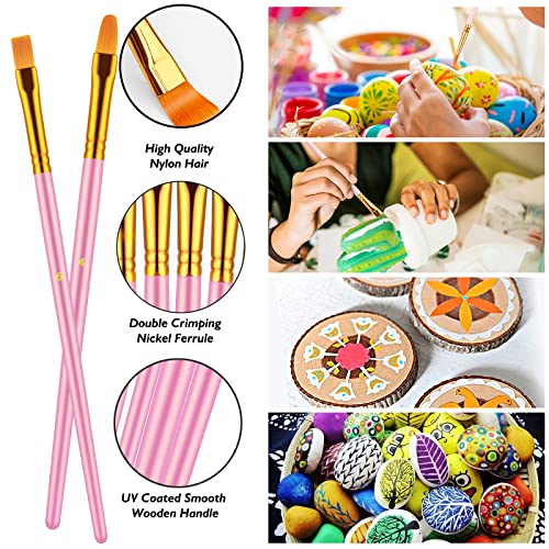 Artstorys 30Pcs Paint Brush Set for Acrylic, Oil & Watercolor, Pink - color: Nickel,pink