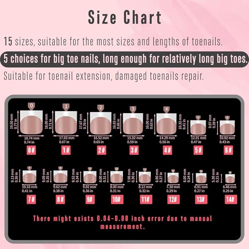 NOVO OVO French Tip Toe Nail Tips Press on, Sharp Square Pre-Designed Soft Gel False Toenail Extension, BROWN PINK Pre-applied Tip Primer & Base Coat, Full Cover Acrylic for DIY x 15 Sizes 240 pcs - color: Sharp Square French Tip Brown Pink