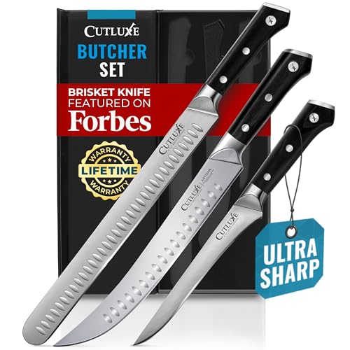 Cutluxe Butcher Knife Set, Brisket, Breaking & Boning Knife for Meat - size: 3 Pcs Brisket Knife Set
