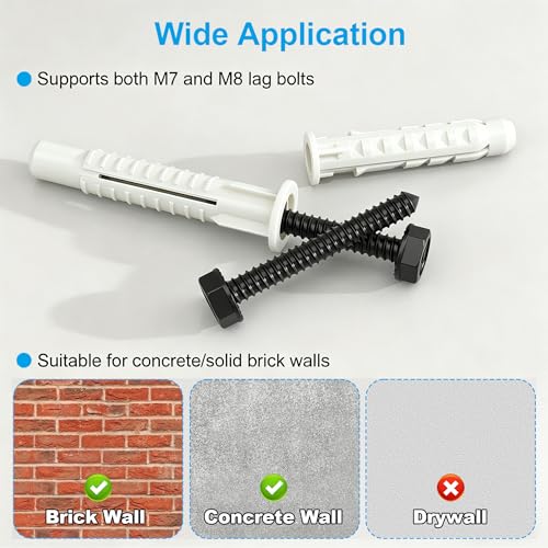 12PCS Concrete Wall Anchors for TV Mount, 10x50mm & 10x60mm Anchor Bolts