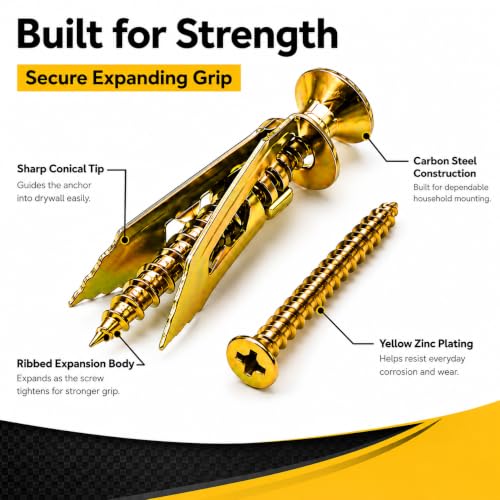Jyphorixal 420Pcs Self Drilling Drywall Anchors with Screws Kit,Zinc Plated Steel,4 Sizes Expansion Screws and 2 Sizes Wall Anchors,No Drill Dry Wall Anchors and Screws Kit - size: 420Pcs 6Size kit