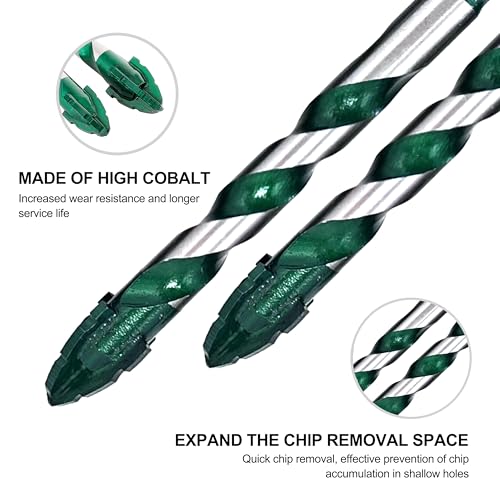 FEWELL Serrated Eccentric Masonry Drill Bit 10pcs, Tile Drill Bit 1/8”-1/2”