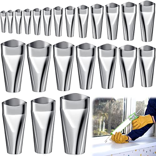 Hotop 23 Pcs Caulk Nozzle Stainless Steel Sealant Finishing Tool Kit