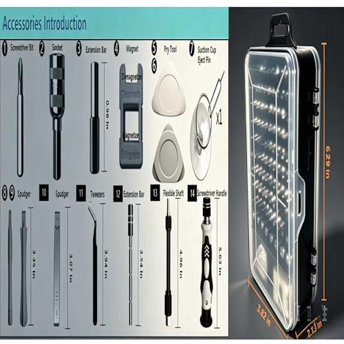 115-in-1 Magnetic Precision Screwdriver Set, 98 Bits Electronics Repair Tool Kit with Flexible Shaft, Pry Tools for Phone, Laptop, Watch, Game Console & Small Devices
