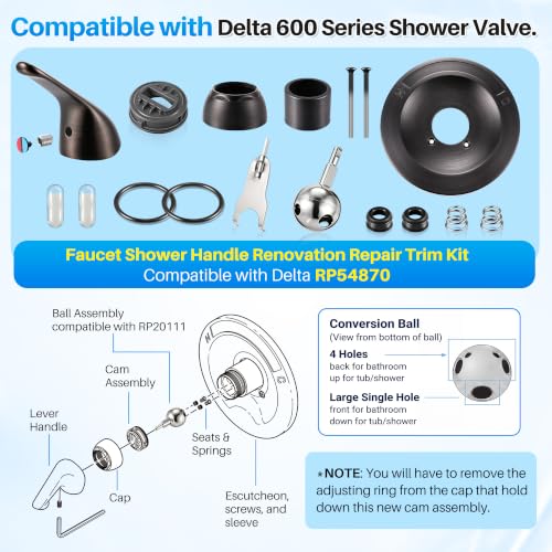 Shower Trim Kit Compatible with Delta RP54870, Lever, Oil Rubbed Bronze - color: Oil Rubbed Bronze
