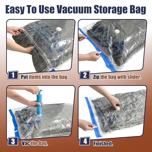 12 Jumbo Vacuum Storage Bags for Bedding, Vacuum Seal Bags for Clothing - size: 12-Jumbo