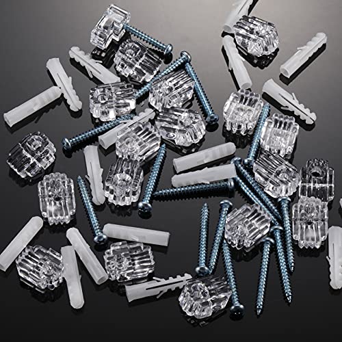 Blulu 20 Pack Glass Mirror Holder Clips for Wall Mounting | Glass Mirror Hanging Kit, Offset 0.24 Inch/ 6 mm, Hanging Retainer Fasteners with Screws and Anchors, for Fixing Cabinet Door - style: Basic Style