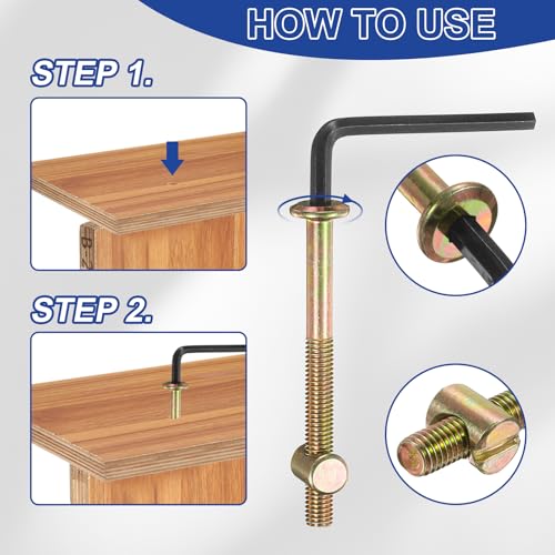 PATIKIL 4 Set Bunk Bed Bolts and Nuts Kit, M6x90mm Furniture Bolts Hex Drive Socket Cap Hardware Replacement for Beds Headboards Chairs - size: M6x90mm
