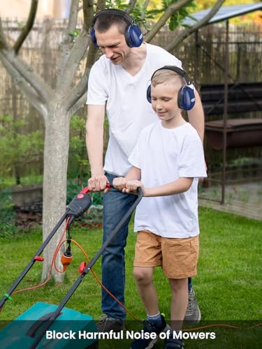Dr.meter Adults Ear Muffs for Noise Reduction and Noise Cancelling Headphones for Kids with Adjustable Head Band, Black & Dark Blue