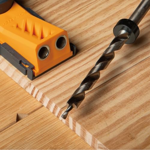 POWERTEC 3/8" Shank Pocket Hole Drill Bit with 6.5" Stop Collar for Pocket Hole Jig System for DIY Carpentry Projects and Easy to Use Joinery Pocket Screw Jig (71934) - style: 3/8" Step Drill Bit (3/8" Round Shank)