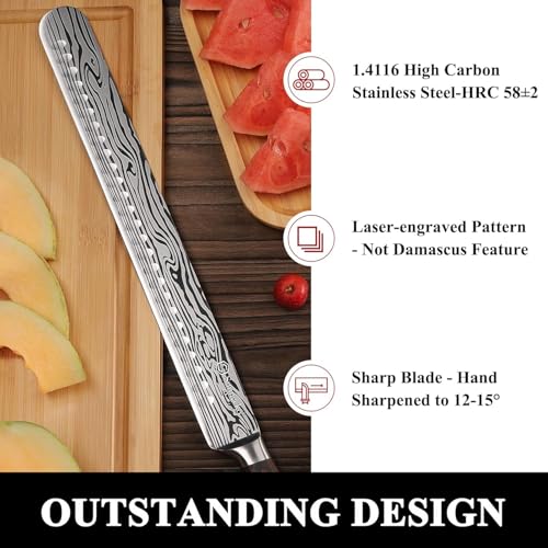Sunnecko 12 Inch Carving Knife,Brisket Knife for Roasts and Turkey - color: 12 inch Carving Knife