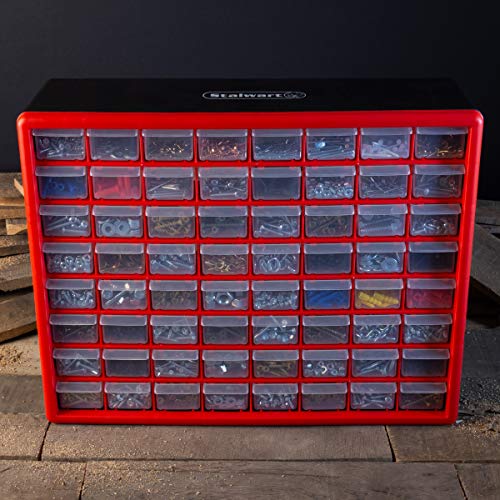 Stalwart 64-Drawer Storage Organizer, Red - style: 64 Drawers