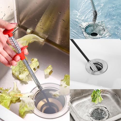118" Drain Snake Hair Remover Tool, Flexible Clog Remover with 4-Claw Grabber, Long Reach Drain Cleaning Tool for Sink, Bathtub, Shower, Toilet and Tight Spaces - style: 118 in