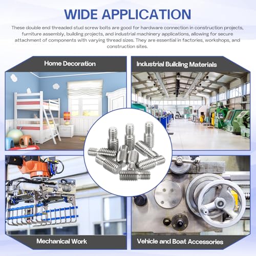 M8x10mm to M10x15mm Double End Threaded Stud Screw Reducing Bolt,304 Stainless Steel Thread Reducer Adapter for Furniture Fastener Welding, Hardware Connectors 10 Pack - size: M8x10mm to M10x15mm