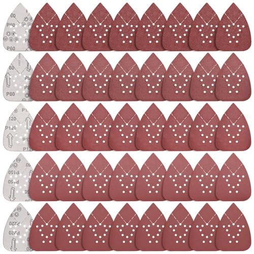 55 PCS Sanding Pads for Black and Decker Mouse Sanders 12 Hole Hook and Loop-60 80 120 150 220 Grit Detail Palm Sand Paper Sanding Sheets