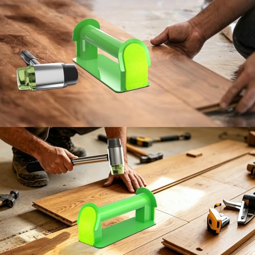 2026 Upgraded Floor Gap Fixer Tool for Laminate, Vinyl Plank, Hardwood –Iron Construction Heavy Duty Floor Gap Repair Tool with Extended Striking Area, Sticky Pads, Quiet Felt Pad & Hammer (Green) - color: Green