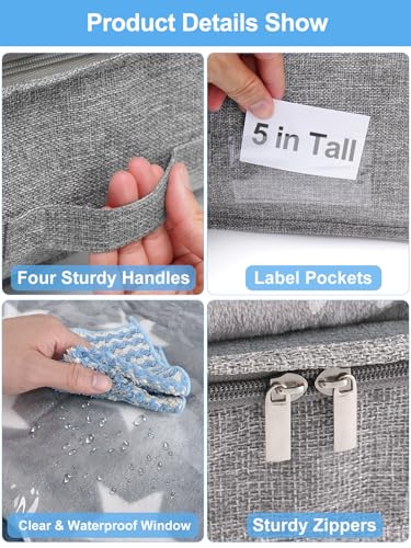 punemi 5 inch High Soft Fabric Low Profile Under Bed Storage, 2 Pack, Grey - color: Grey, size: 2 Pack-5 inch Tall-Soft
