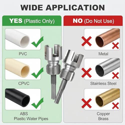 2Pcs Pvc Pipe Threader for 1/2" & 3/4", DIY Home Plumbing Tools Repair Kit - 4 in 1 Water Pipe Thread Cutting Tool for Plastic Pipes, Internal & External Pipe Tapping and Threading Tool for Drill