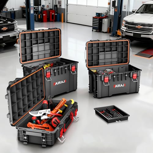 AIRAJ Rolling Tool Box with Wheels Heavy Duty, Stackable Tool Box Organizer