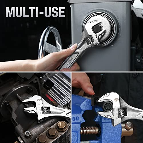 WORKPRO 8" Adjustable Wrench, Cr-V Steel, Chrome Plated Finish - color: Silver, size: 8 inch