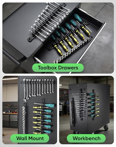 ALOANES Magnetic Screwdriver Organizer 36-Slot Black 3PC for Toolbox - color: Black