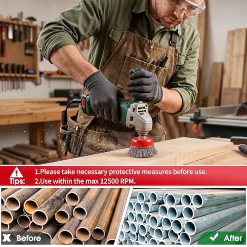6PCS Twist Knot Wire Brush, Wire Wheel Cup Brush Set for 4-1/2" Angle Grinder, Angle Grinder Brushes with 5/8" Threaded Arbor for Heavy Cleaning Rust, Stripping, Abrasive - 3" Cup & 4" Wheel - color: Wheel Brush & Cup Brush