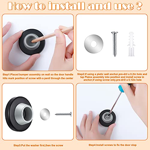Blulu Door Stopper Wall Bumper Flush Mount Protector - color: Black