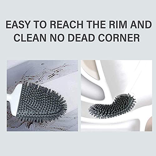 Sellemer Silicone Toilet Brush, Ventilation Slots Base Holder 2 Pack Silver - color: Silver-2pcs