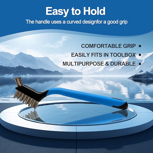 Mini Wire Brush Set 6Pcs - Stainless Steel Wire with Curved Handle Grip for Rust, Dirt & Paint Scrubbing with Deep Cleaning - style: stainless steel 6pcs