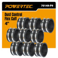 POWERTEC 70149-P9 4 Inch Dust Control Flex Cuff with Steel Hose Clamps, Hose Connector Rubber Cuff Coupler for Woodworking Dust Collection Fittings, Dust Collector Accessories & Machinery, 9 PK - size: 4", 9PK