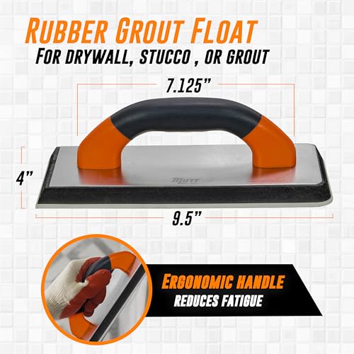 Mutt Tools Rubber Grout Float 9.5 x 4 Inch with Ergonomic Handle for Tile