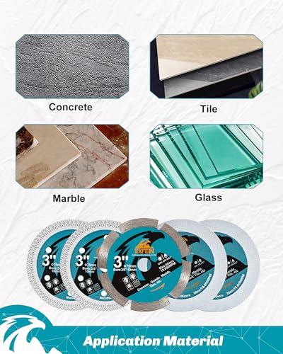 3 Inch Compact Circular Saw Blade Set, Multi-Material Cut for Concrete, Tile, Glass Cutting, 10mm Arbor - 5 Pack - size: Set 5