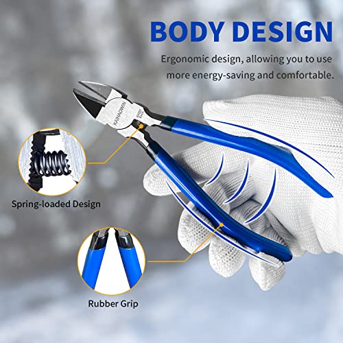 Wire Cutters 6 Pack, KAIHAOWIN 6 inch Dikes Small Wire Cutters Flush Cutters Wire Snips Clippers Diagonal Cutters Side Cutters Cutting Pliers for Crafting - size: 6 inch
