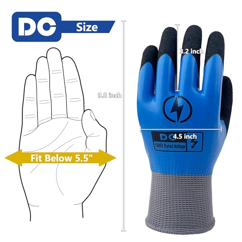 DongChu Insulated Electrician Gloves 1000V Coated Work Gloves for Electrical Maintenance, Non-slip Prevent Shock, Home Repair, Outlet Replacement, DIY Projects, Large