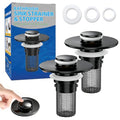 Bathroom Sink Drain Strainer, Pop-Up Bathroom Sink Stopper with Removable Stainless Steel Hair Catcher Basket, Universal Fit for US Bathroom Sinks, Showers & Floor Drains (2pcs-Black) - color: 2pcs-black