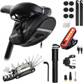 Bike Repair Tool Kit with Mini Bicycle Pump,16-in-1 Bike Multitool, Portable Bicycle Flat Tire Repair Kit for Road MTB EBikes, Bike Emergency Repair Kit, Saddle Bag with Tail Light - style: Repair Set with Mini Pump