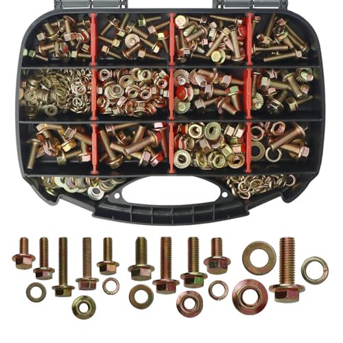 404Pcs Class 10.9 Metric Flange Bolts Kit - M6 M8 M10 (12-30mm) - size: M6 x 1, M8 x 1.25, M10 x 1.5