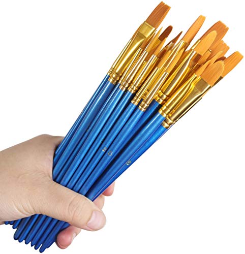 Acrylic Paint Brush Set, 5 Packs / 50 pcs Nylon Hair Brushes - size: 50pcs
